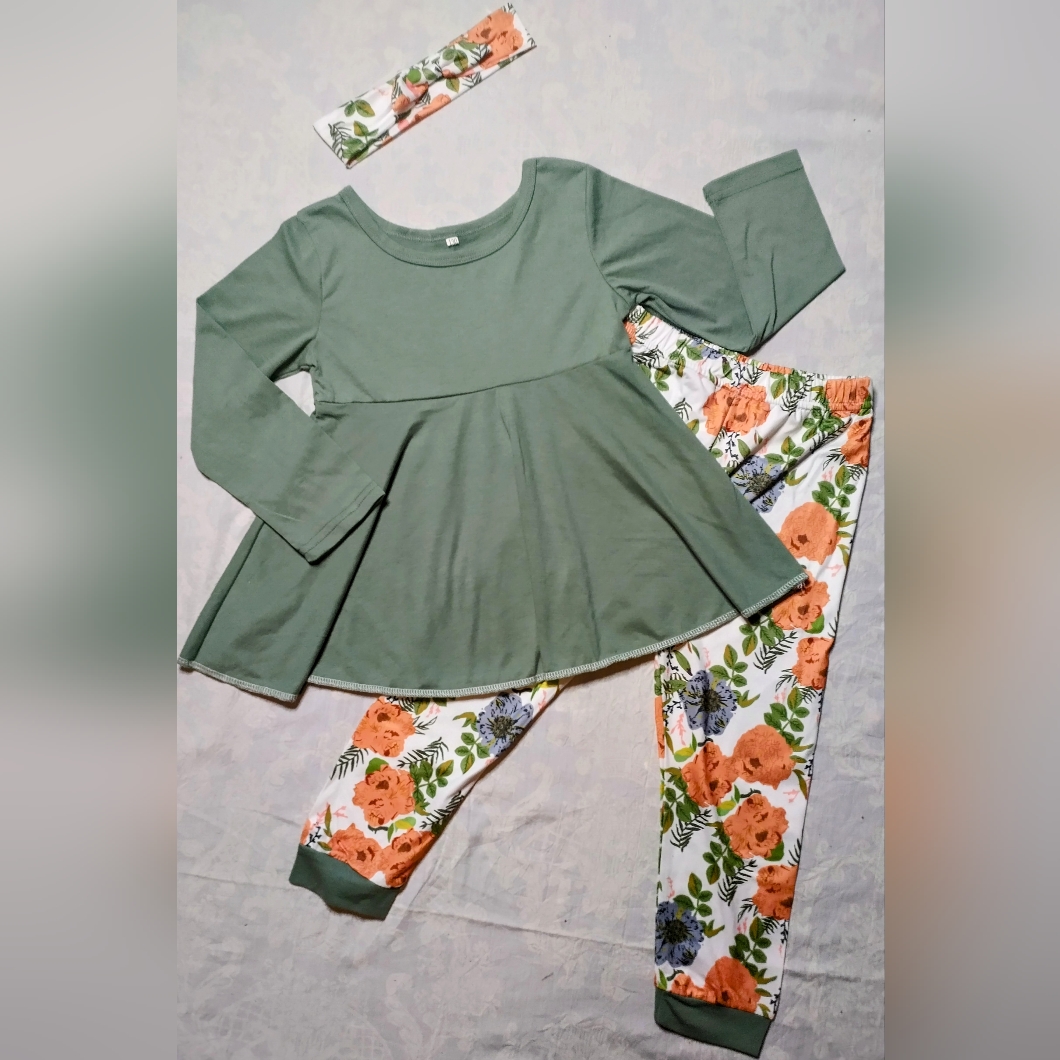 No Brand Nwot Girls 3pc Green Tunic Set Set Size 5t